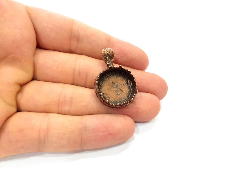Antique Copper Pendant Blank Mosaic Base Blank inlay Necklace Blank Resin Blank Mountings Copper Plated Brass (20mm blank) G14619