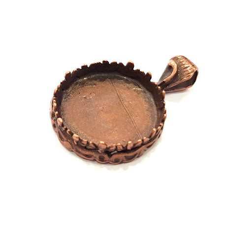 Antique Copper Pendant Blank Mosaic Base Blank inlay Necklace Blank Resin Blank Mountings Copper Plated Brass (25mm blank) G14623