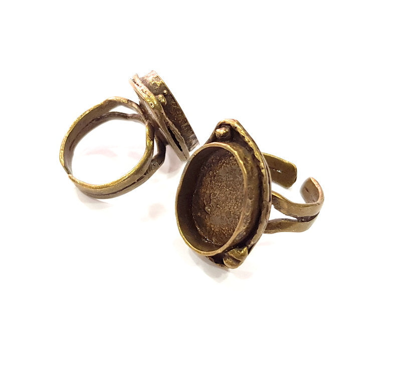 Antique Bronze Ring Blank Ring Setting inlay Blank Mosaic Bezel Base Cabochon Mountings ( 18x13 mm blank) Antique Bronze Plated Brass G5586