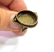 Antique Bronze Ring Blank Ring Setting inlay Blank Mosaic Bezel Base Cabochon Mountings ( 18x13 mm blank) Antique Bronze Plated Brass G5586
