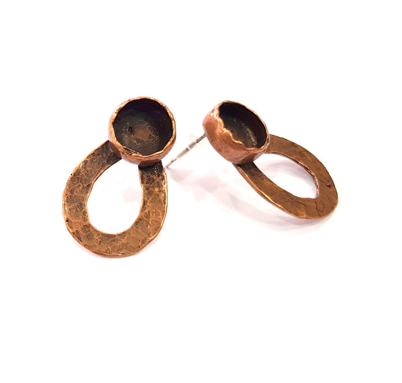 Earring Blank Base Settings Copper Resin Blank Cabochon Base inlay Blank Mountings Antique Copper Plated Brass (10mm blank) 1 Set  G14628