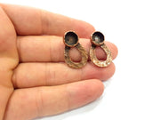 Earring Blank Base Settings Copper Resin Blank Cabochon Base inlay Blank Mountings Antique Copper Plated Brass (10mm blank) 1 Set  G14628