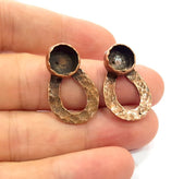 Earring Blank Base Settings Copper Resin Blank Cabochon Base inlay Blank Mountings Antique Copper Plated Brass (10mm blank) 1 Set  G14628