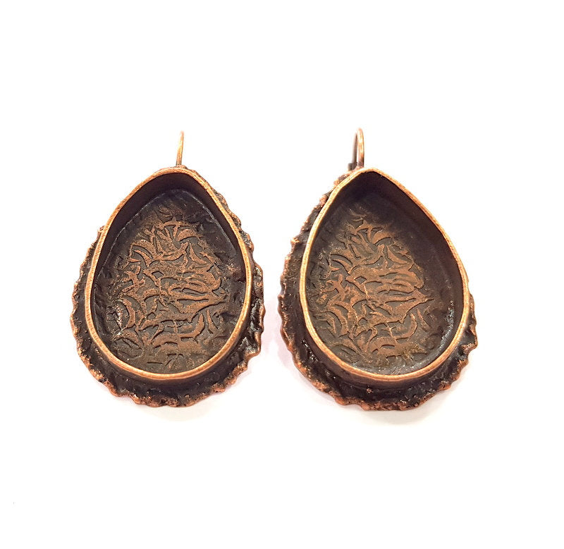 Earring Blank Base Settings Copper Resin Blank Cabochon Base inlay Blank Mountings Antique Copper Plated Brass (25x18mm blank) 1 Set  G14629