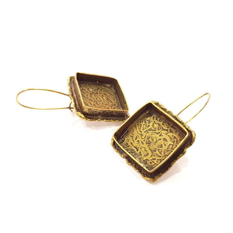 Earring Blank Backs Antique Bronze Resin Base inlay Cabochon Mountings Setting Antique Bronze Plated Brass (18mm blank) 1 pair G15544