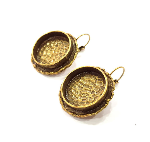 Earring Blank Backs Antique Bronze Resin Base inlay Cabochon Mountings Setting Antique Bronze Plated Brass (20mm blank) 1 pair G15545