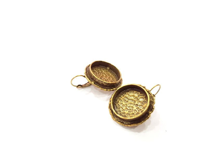 Earring Blank Backs Antique Bronze Resin Base inlay Cabochon Mountings Setting Antique Bronze Plated Brass (20mm blank) 1 pair G15545
