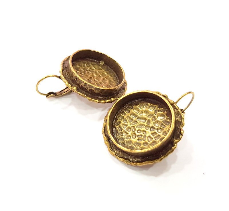 Earring Blank Backs Antique Bronze Resin Base inlay Cabochon Mountings Setting Antique Bronze Plated Brass (20mm blank) 1 pair G15545