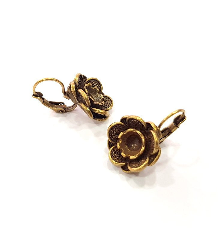 Earring Blank Backs Antique Bronze Resin Base inlay Cabochon Mountings Setting Antique Bronze Plated Brass (6mm blank) 1 pair G15548