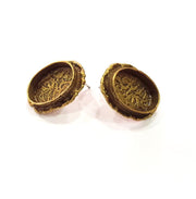 Earring Blank Backs Antique Bronze Resin Base inlay Cabochon Mountings Setting Antique Bronze Plated Brass (18x13mm blank) 1 pair G15551