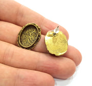 Earring Blank Backs Antique Bronze Resin Base inlay Cabochon Mountings Setting Antique Bronze Plated Brass (18x13mm blank) 1 pair G15551