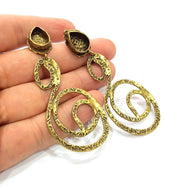Earring Blank Backs Antique Bronze Resin Base inlay Cabochon Mountings Setting Antique Bronze Plated Brass (14x10mm blank) 1 pair G15553