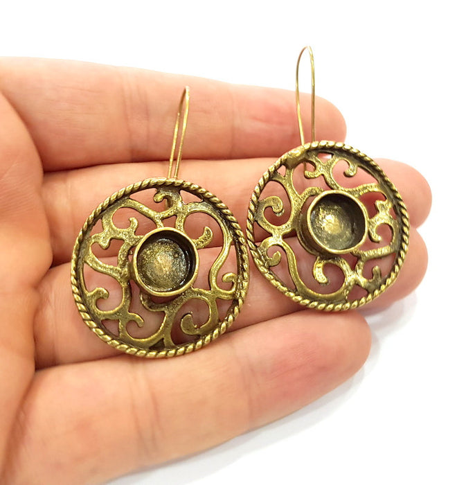 Earring Blank Backs Antique Bronze Resin Base inlay Cabochon Mountings Setting Antique Bronze Plated Brass (10mm blank) 1 pair G15554