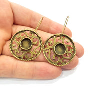 Earring Blank Backs Antique Bronze Resin Base inlay Cabochon Mountings Setting Antique Bronze Plated Brass (10mm blank) 1 pair G15554