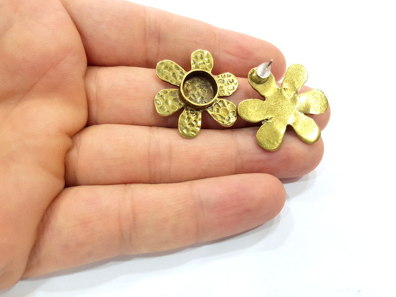 Earring Blank Backs Antique Bronze Resin Base inlay Cabochon Mountings Setting Antique Bronze Plated Brass (10mm blank) 1 pair G15557
