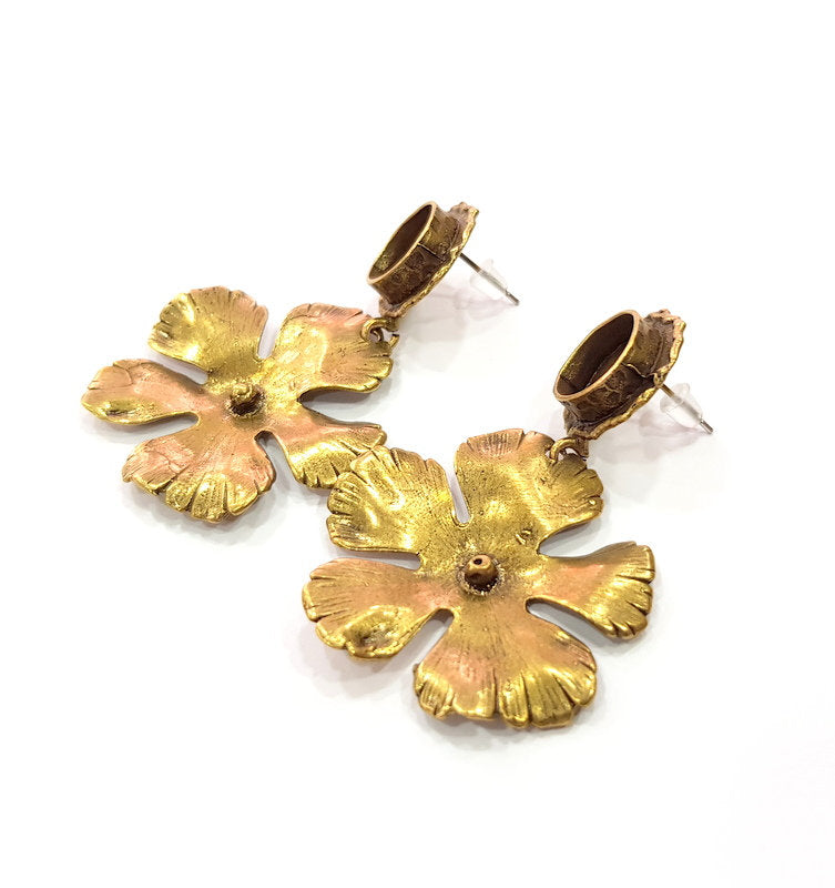 Earring Blank Backs Antique Bronze Resin Base inlay Cabochon Mountings Setting Antique Bronze Plated Brass (10mm blank) 1 pair G15558