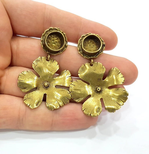 Earring Blank Backs Antique Bronze Resin Base inlay Cabochon Mountings Setting Antique Bronze Plated Brass (10mm blank) 1 pair G15558