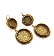 Earring Blank Backs Antique Bronze Resin Base inlay Cabochon Mountings Antique Bronze Plated Brass (14+20mm blank)  1 pair G15561