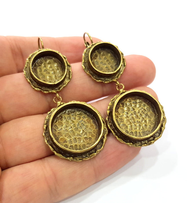 Earring Blank Backs Antique Bronze Resin Base inlay Cabochon Mountings Antique Bronze Plated Brass (14+20mm blank)  1 pair G15561