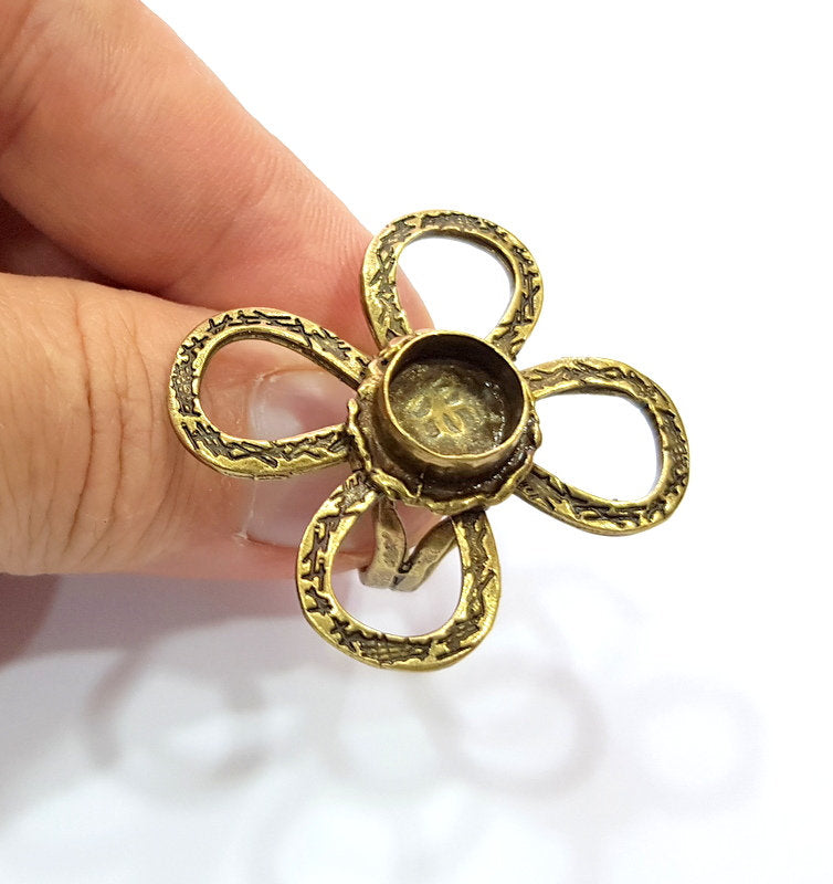 Antique Bronze Ring Blank Ring Setting inlay Blank Mosaic Bezel Base Cabochon Mountings (10mm Blank)Antique Bronze Plated Brass G15563