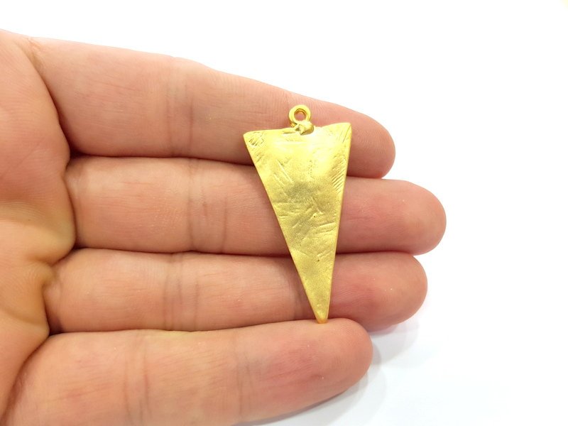 2 Triangle Charm Gold Plated Charms Gold Plated Metal (44x22mm)  G15568