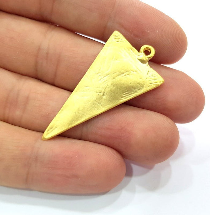 2 Triangle Charm Gold Plated Charms Gold Plated Metal (44x22mm)  G15568