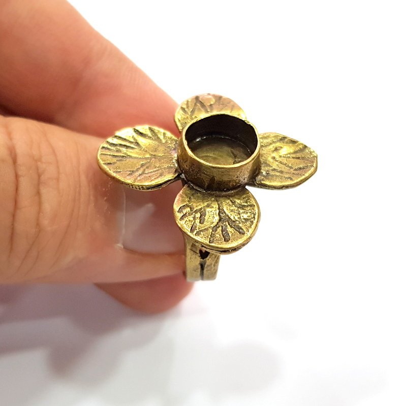 Antique Bronze Ring Blank Ring Setting inlay Blank Mosaic Bezel Base Cabochon Mountings (10mm Blank)Antique Bronze Plated Brass G15569