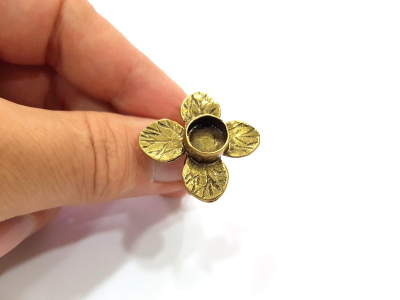 Antique Bronze Ring Blank Ring Setting inlay Blank Mosaic Bezel Base Cabochon Mountings (10mm Blank)Antique Bronze Plated Brass G15569