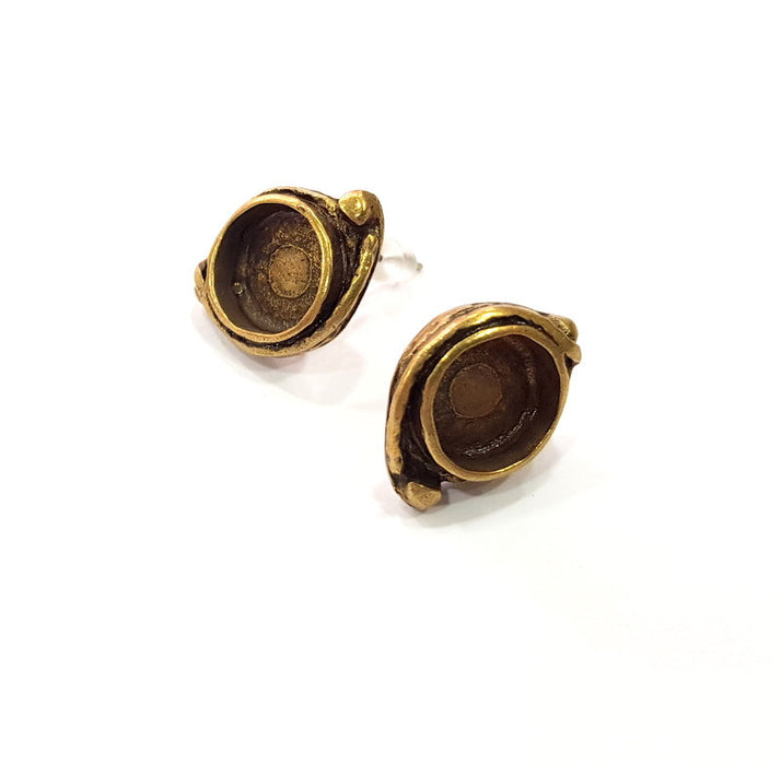 Earring Blank Backs Antique Bronze Resin Base inlay Cabochon Mountings Setting Antique Bronze Plated Brass (10mm blank) 1 pair G15570