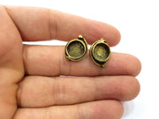 Earring Blank Backs Antique Bronze Resin Base inlay Cabochon Mountings Setting Antique Bronze Plated Brass (10mm blank) 1 pair G15570