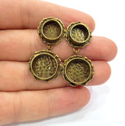 Earring Blank Backs Antique Bronze Resin Base inlay Cabochon Mountings Antique Bronze Plated Brass (14+10mm blank)  1 pair G15571