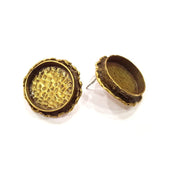 Earring Blank Backs Antique Bronze Resin Base inlay Cabochon Mountings Setting Antique Bronze Plated Brass (20mm blank) 1 pair G15573