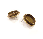 Earring Blank Backs Antique Bronze Resin Base inlay Cabochon Mountings Setting Antique Bronze Plated Brass (20mm blank) 1 pair G15573