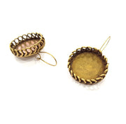 Earring Blank Backs Antique Bronze Resin Base inlay Cabochon Mountings Setting Antique Bronze Plated Brass (25mm blank) 1 pair G15578