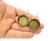Earring Blank Backs Antique Bronze Resin Base inlay Cabochon Mountings Setting Antique Bronze Plated Brass (25mm blank) 1 pair G15578