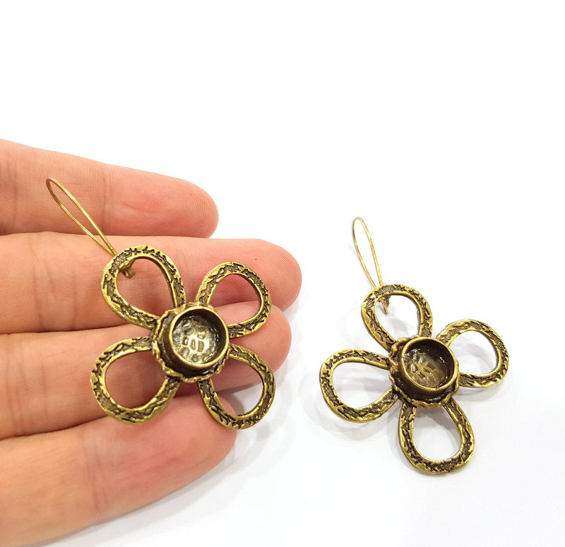 Earring Blank Backs Antique Bronze Resin Base inlay Cabochon Mountings Setting Antique Bronze Plated Brass (10mm blank) 1 pair G15581
