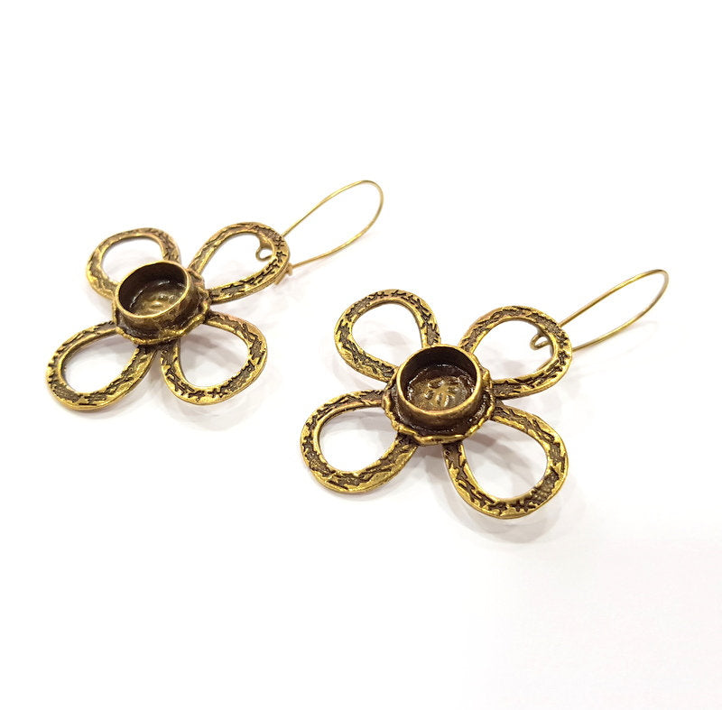Earring Blank Backs Antique Bronze Resin Base inlay Cabochon Mountings Setting Antique Bronze Plated Brass (10mm blank) 1 pair G15581