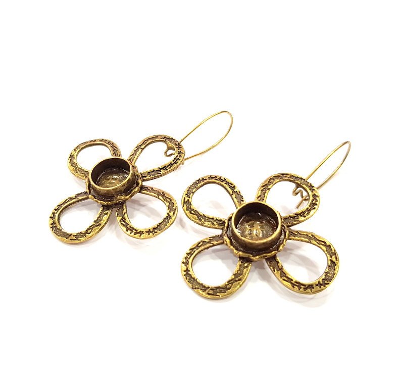 Earring Blank Backs Antique Bronze Resin Base inlay Cabochon Mountings Setting Antique Bronze Plated Brass (10mm blank) 1 pair G15581
