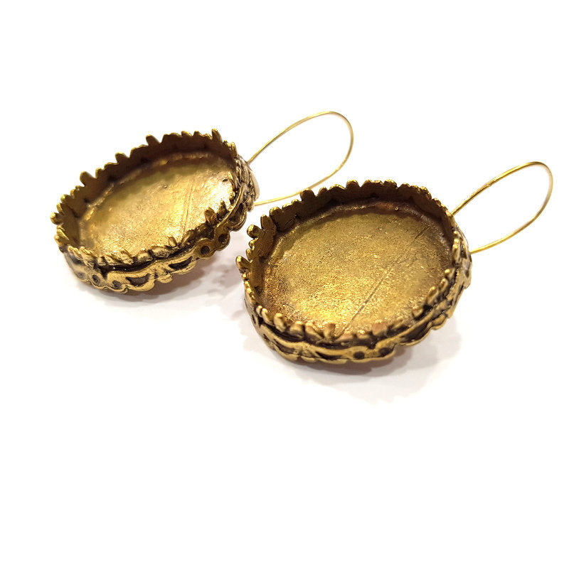 Earring Blank Backs Antique Bronze Resin Base inlay Cabochon Mountings Setting Antique Bronze Plated Brass (25mm blank) 1 pair G15582