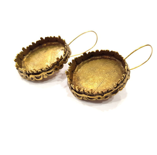 Earring Blank Backs Antique Bronze Resin Base inlay Cabochon Mountings Setting Antique Bronze Plated Brass (25mm blank) 1 pair G15582