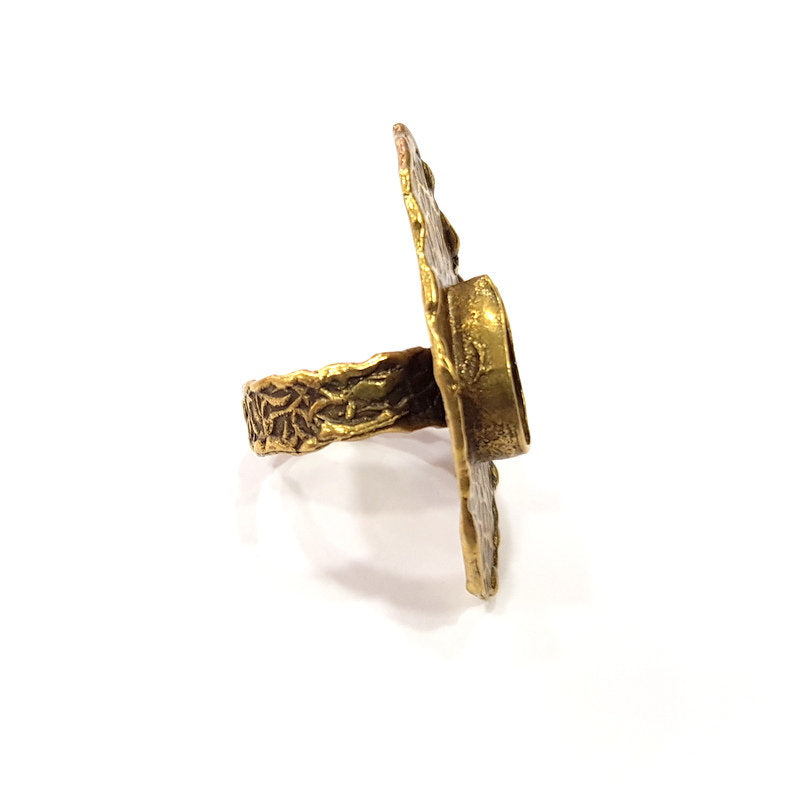 Antique Bronze Ring Blank Ring Setting inlay Blank Mosaic Bezel Base Cabochon Mountings (14x10mm Blank)Antique Bronze Plated Brass G15587