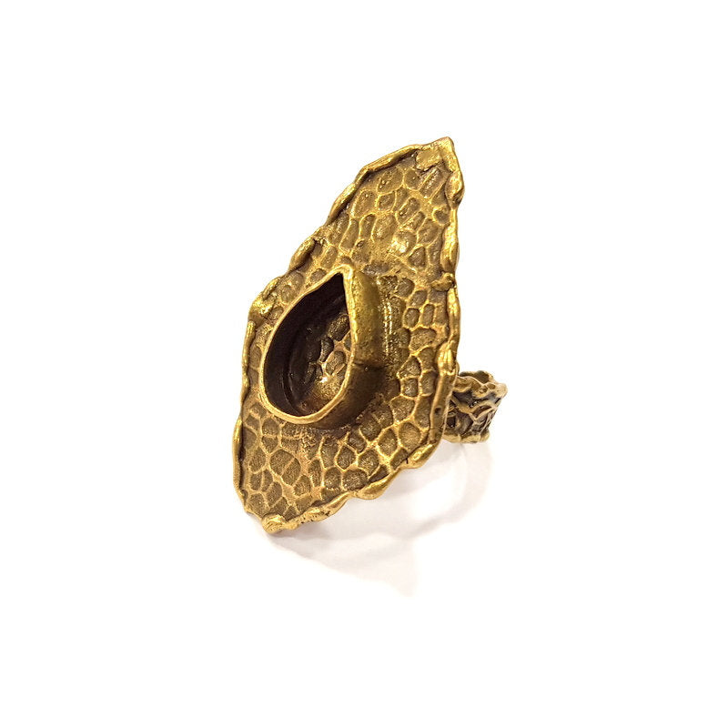 Antique Bronze Ring Blank Ring Setting inlay Blank Mosaic Bezel Base Cabochon Mountings (14x10mm Blank)Antique Bronze Plated Brass G15587