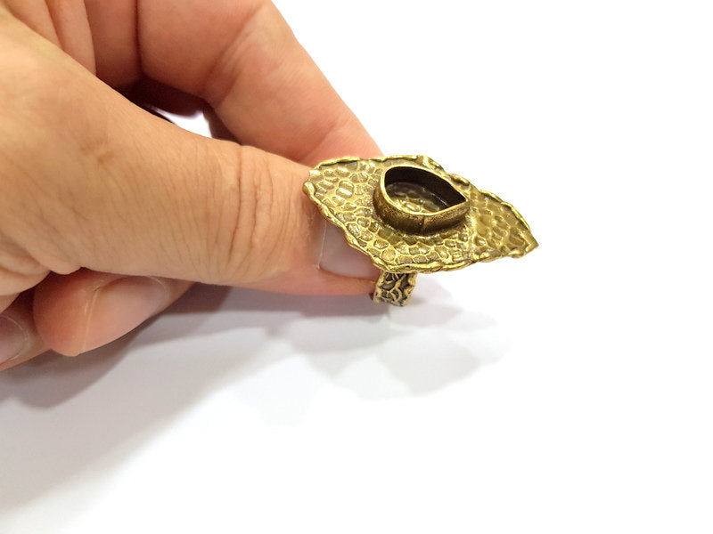 Antique Bronze Ring Blank Ring Setting inlay Blank Mosaic Bezel Base Cabochon Mountings (14x10mm Blank)Antique Bronze Plated Brass G15587