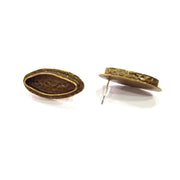 Earring Blank Backs Antique Bronze Resin Base inlay Cabochon Mountings Setting Antique Bronze Plated Brass (22x8mm blank) 1 pair G15594