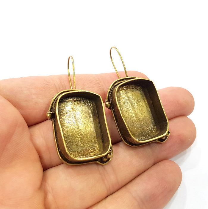 Earring Blank Backs Antique Bronze Resin Base inlay Cabochon Mountings Setting Antique Bronze Plated Brass (25x18mm blank) 1 pair G15595