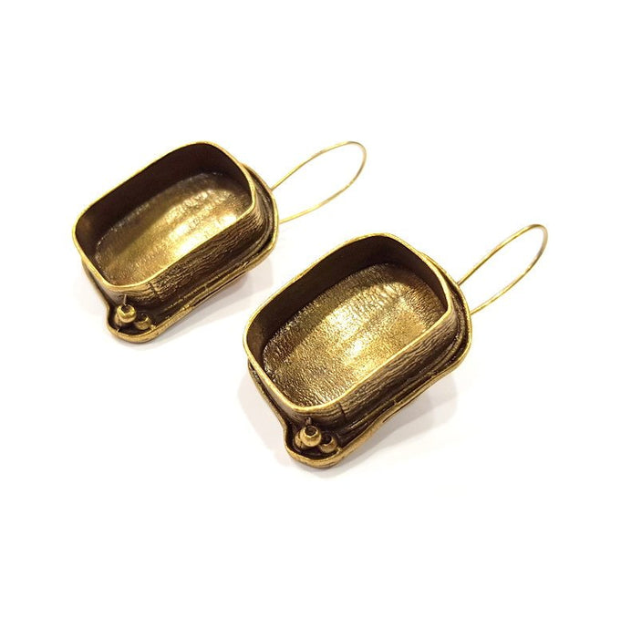 Earring Blank Backs Antique Bronze Resin Base inlay Cabochon Mountings Setting Antique Bronze Plated Brass (25x18mm blank) 1 pair G15595