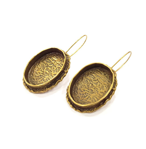 Earring Blank Backs Antique Bronze Resin Base inlay Cabochon Mountings Setting Antique Bronze Plated Brass (25x18mm blank) 1 pair G15597