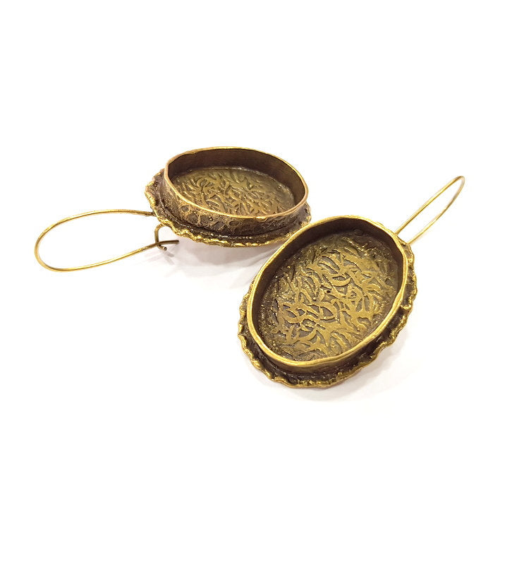 Earring Blank Backs Antique Bronze Resin Base inlay Cabochon Mountings Setting Antique Bronze Plated Brass (25x18mm blank) 1 pair G15597