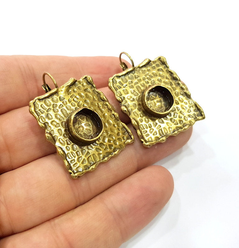 Earring Blank Backs Antique Bronze Resin Base inlay Cabochon Mountings Setting Antique Bronze Plated Brass (10mm blank) 1 pair G15598