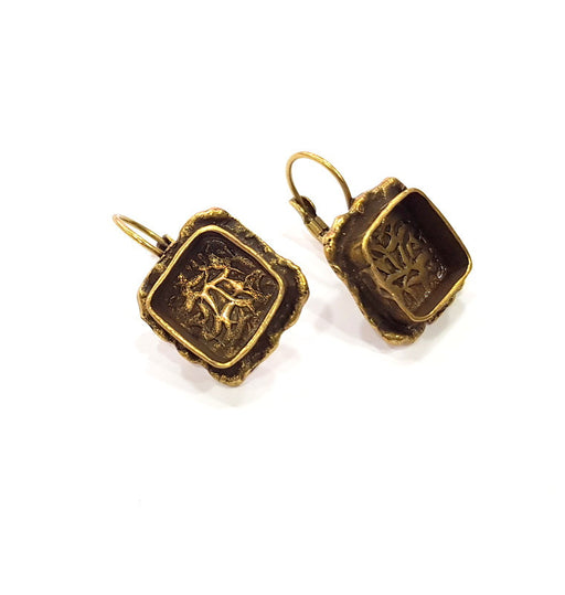 Earring Blank Backs Antique Bronze Resin Base inlay Cabochon Mountings Setting Antique Bronze Plated Brass (10mm blank) 1 pair G15600